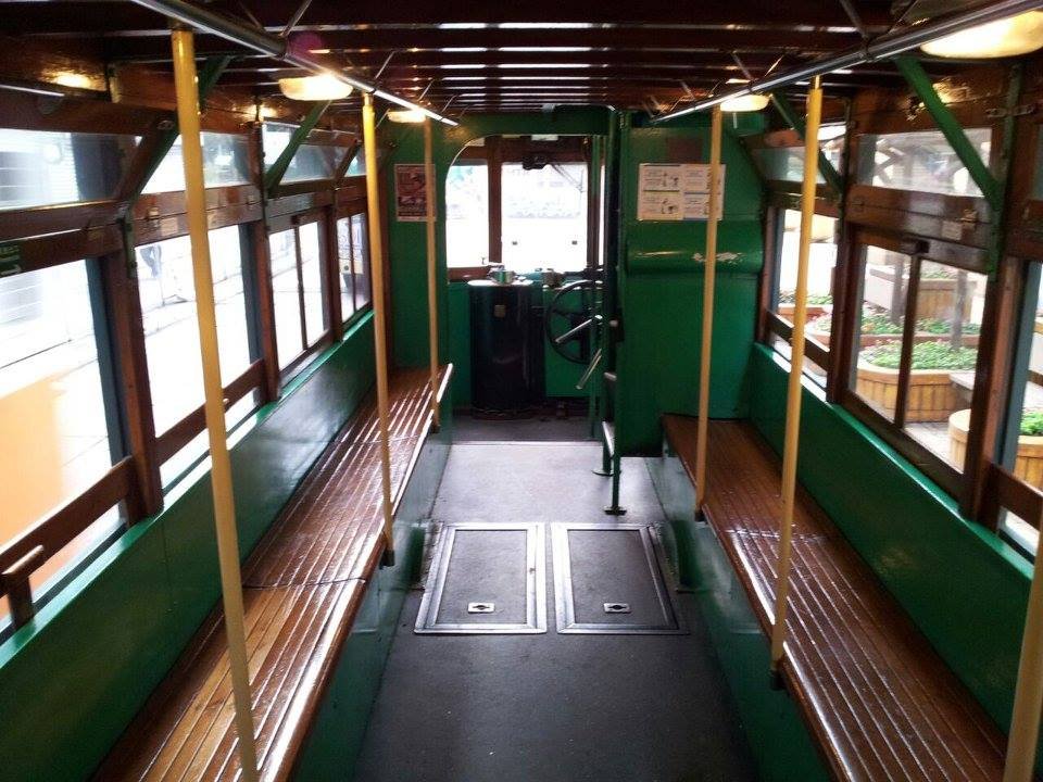 Lower deck interior of a Hong Kong double-decker tram