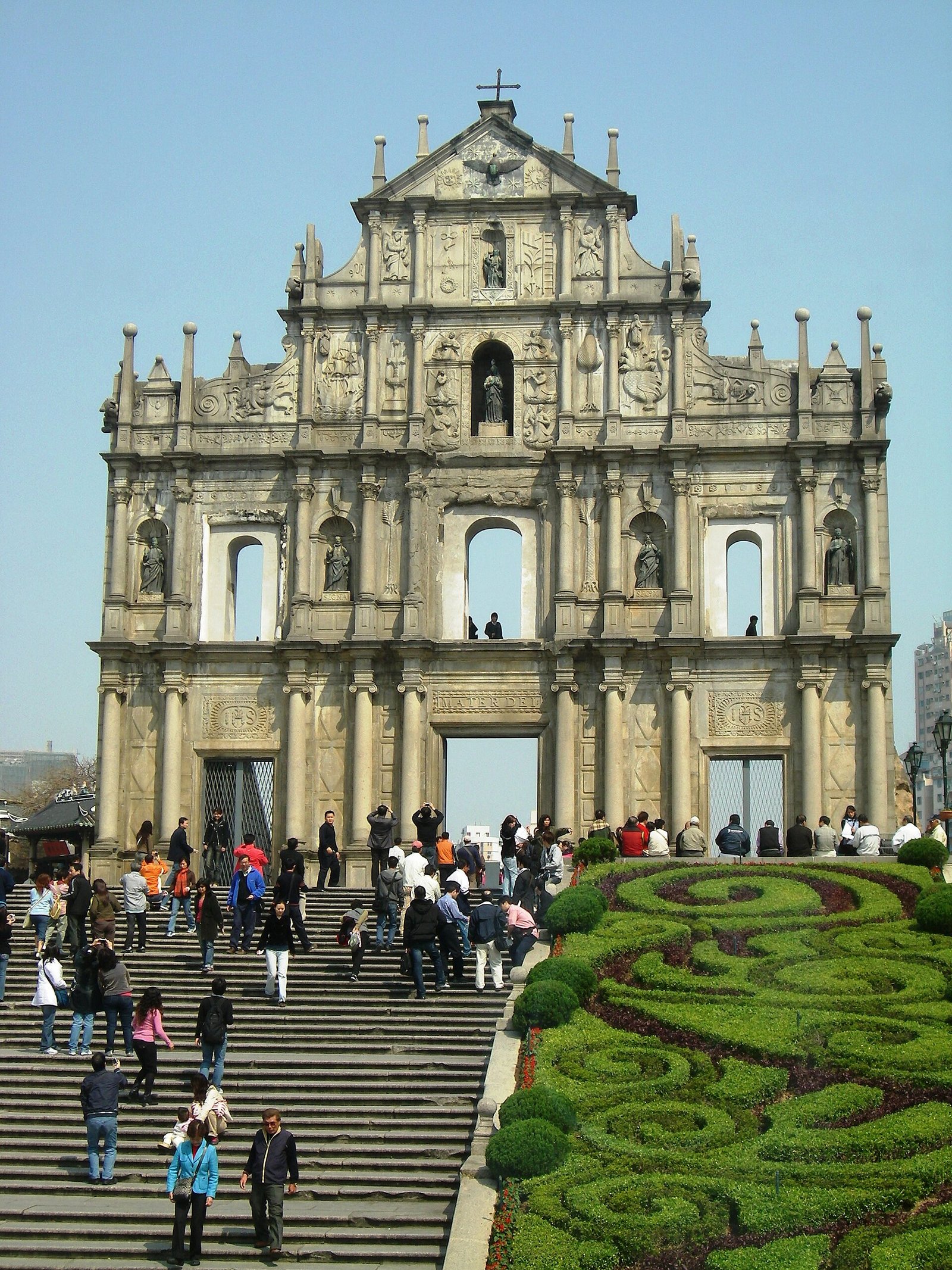 Macau Historic Centre: Walking the City Where East Met West 1 The stone facade of the Ruins of St. Paul's in Macau, seen from the top of the steps